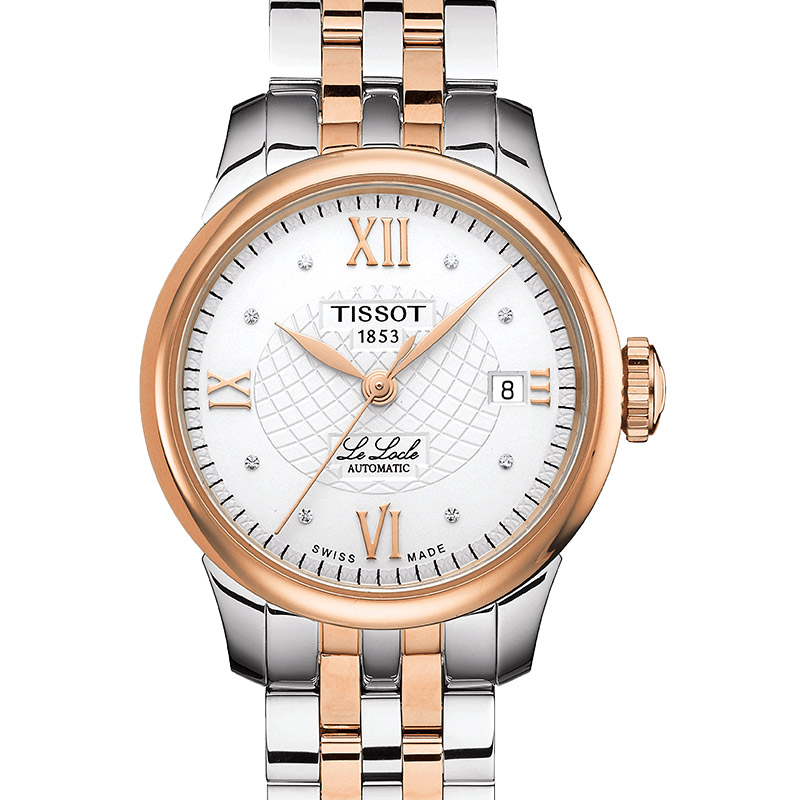 Tissot天梭官方正品力洛克机械钢带女士镶钻时尚小巧25mm手表女表