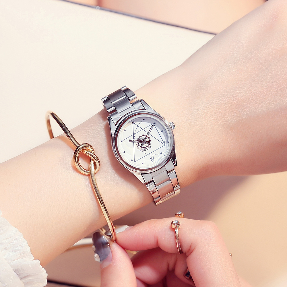 Wilon威龙情侣手表达芬奇密码个性对表韩版时尚钢带学生女士手表