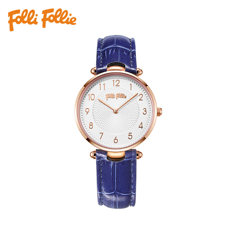 FolliFollie芙丽芙丽简约时尚学生腕表皮质表带女手表